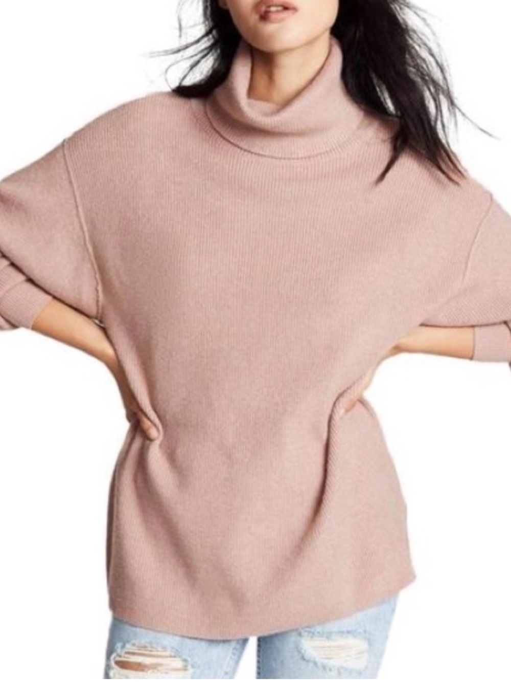 Free People Softly Structured Tunic Sweater Mauve Pink size Medium